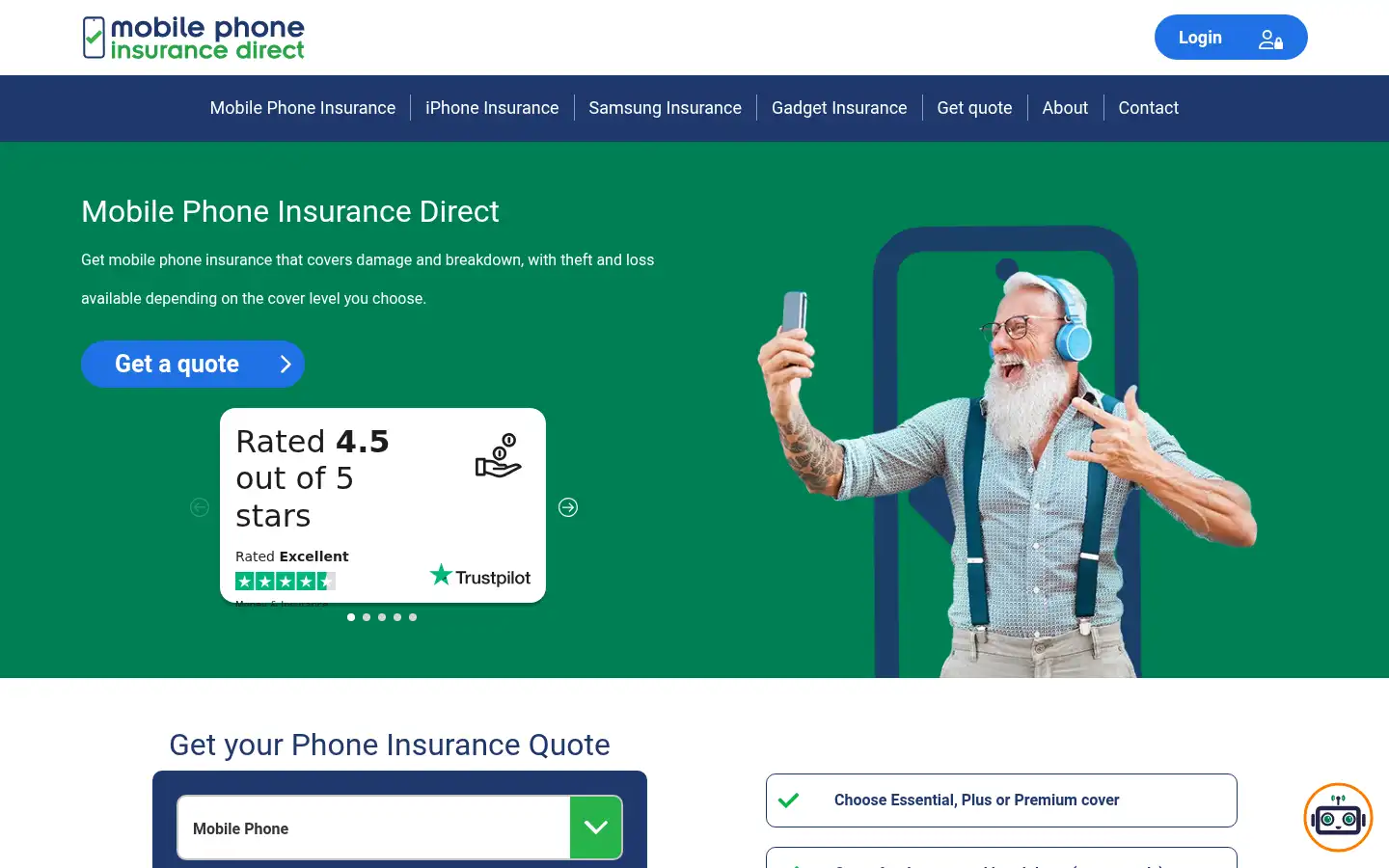 Screenshot of mobilephoneinsurancedirect.com