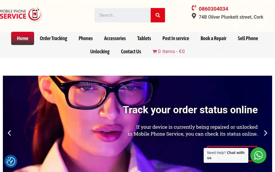Screenshot of mobilephoneservice.ie