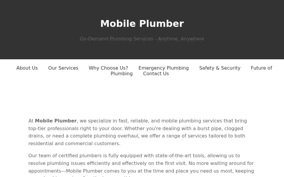 Screenshot of mobileplumber.com.au