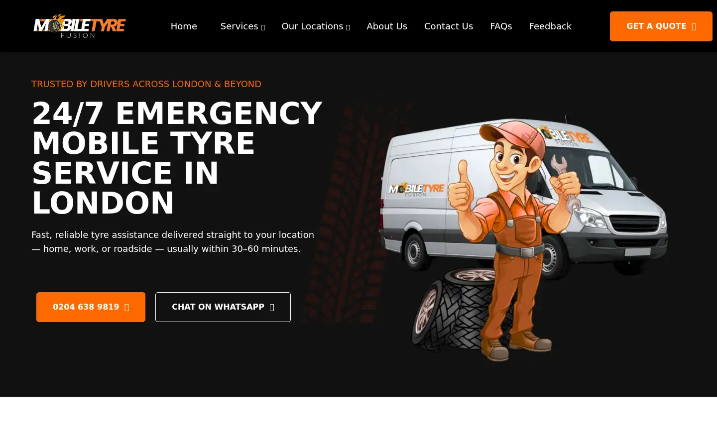Screenshot of mobiletyrefusion.co.uk