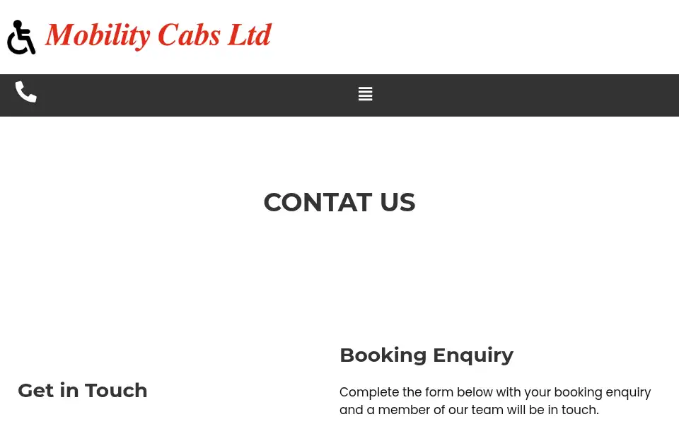 Screenshot of mobilitycabs.co.uk