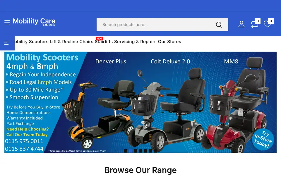 Screenshot of mobilitycare.co.uk