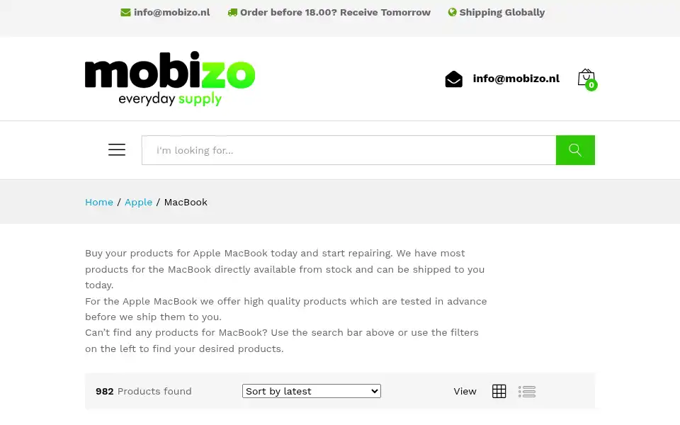 Screenshot of mobizo.nl