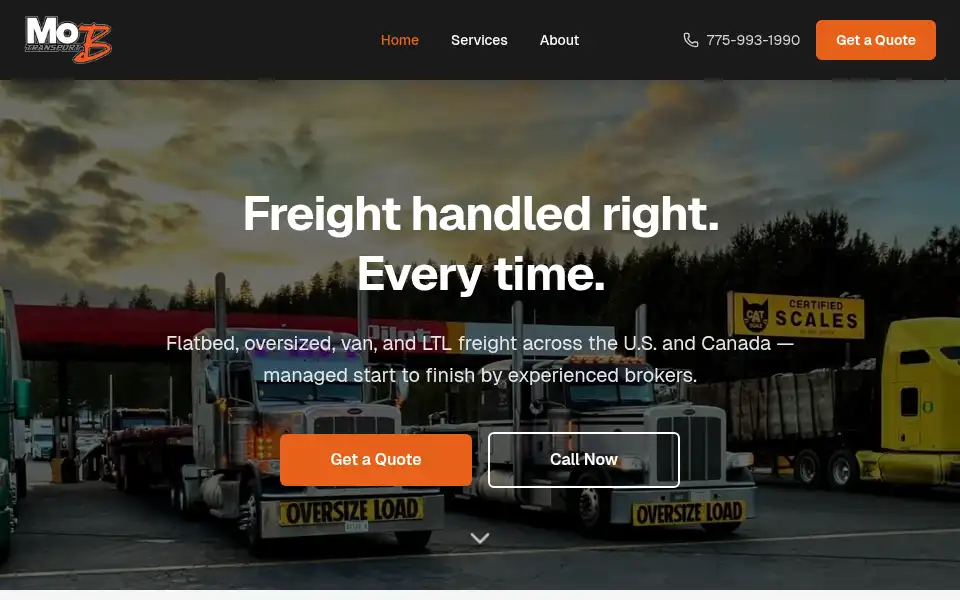 Screenshot of mobtransport.com
