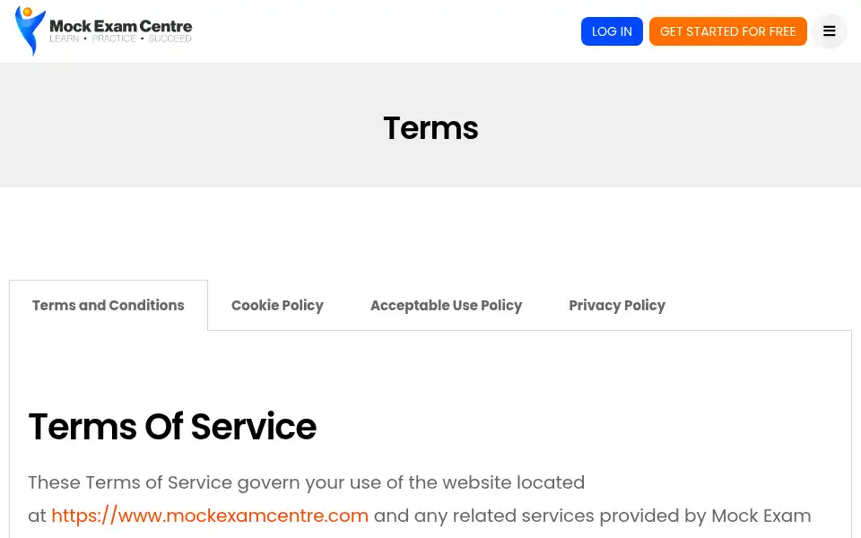 Screenshot of mockexamcentre.co.uk