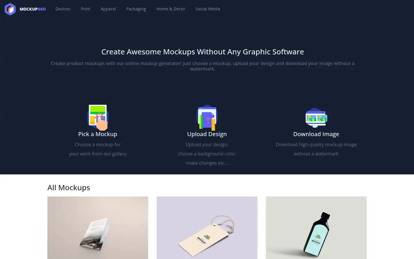 Screenshot of mockupbro.com