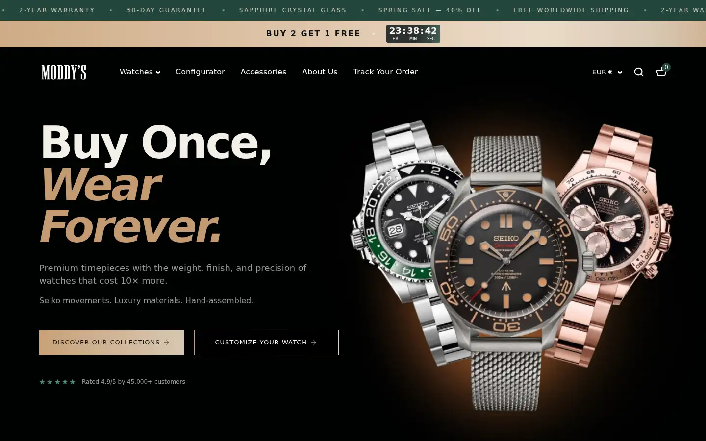 Screenshot of moddys-watches.com