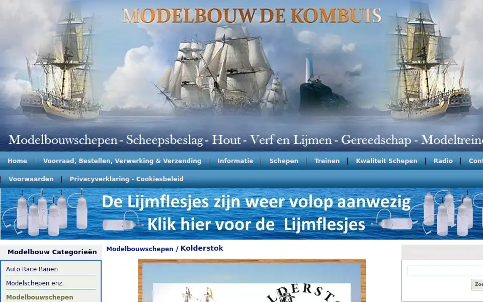 Screenshot of modelbouwdekombuis.nl