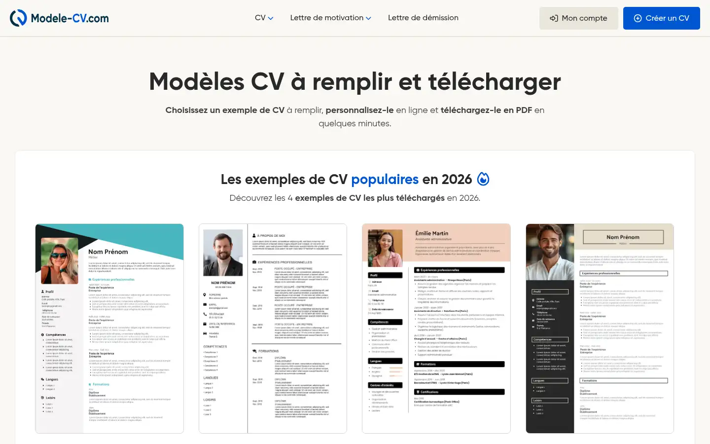 Screenshot of modele-cv.com