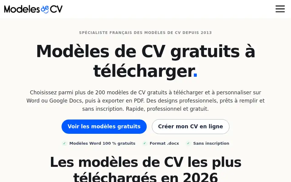 Screenshot of modeles-de-cv.com