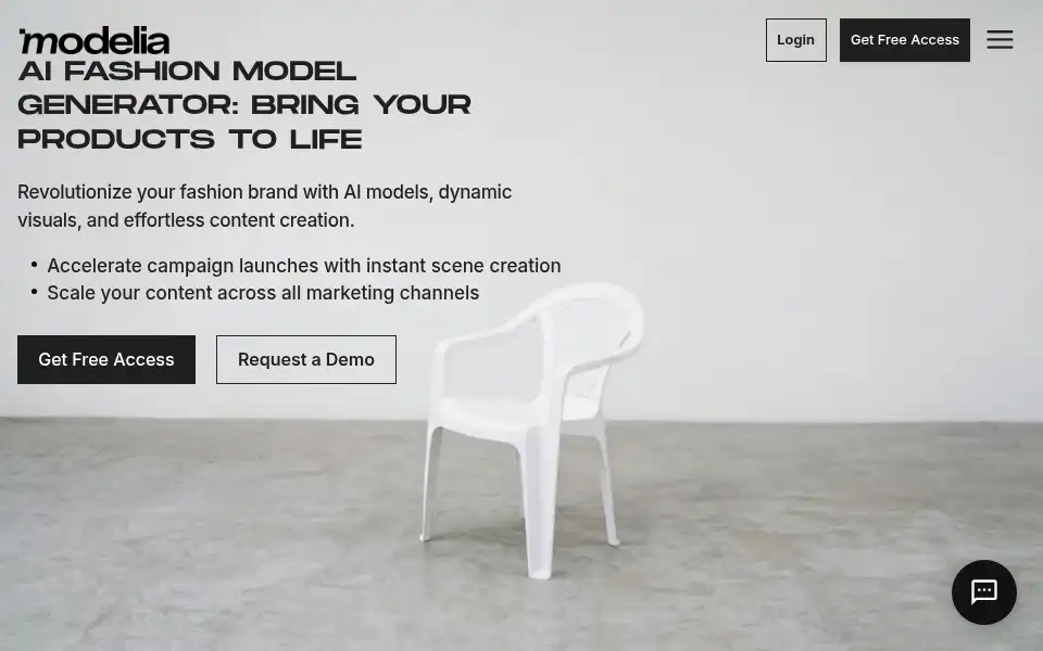 Screenshot of modelia.ai