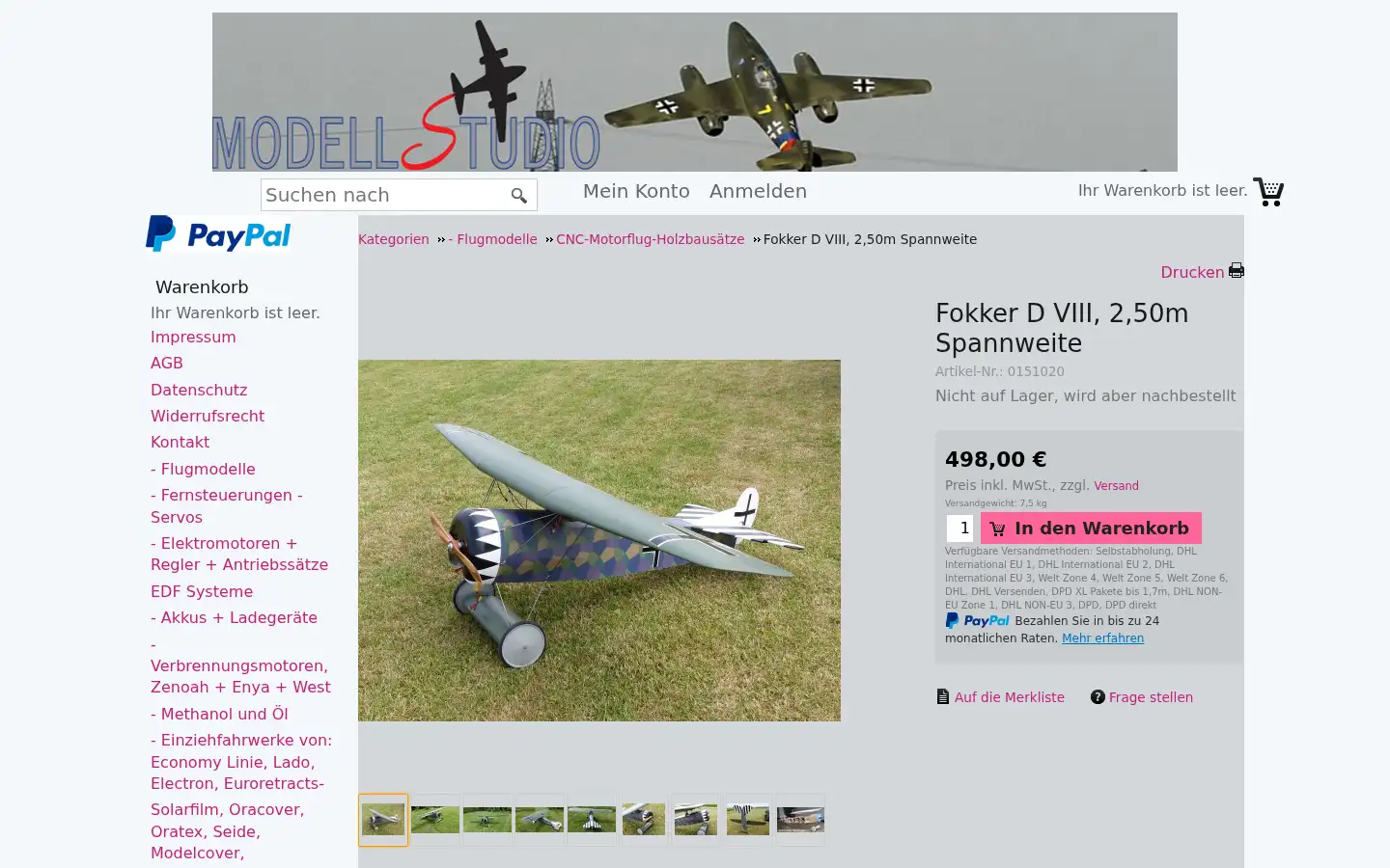 Screenshot of modellstudio.de