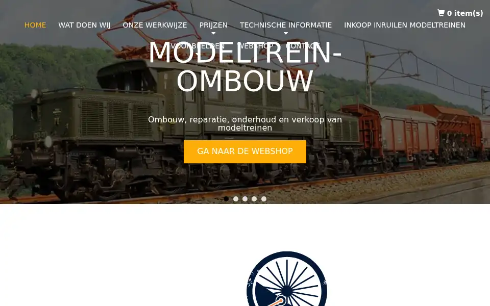 Screenshot of modeltrein-ombouw.nl