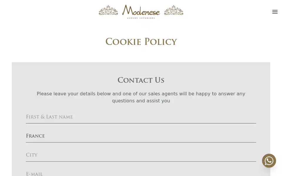 Screenshot of modeneseinteriors.com