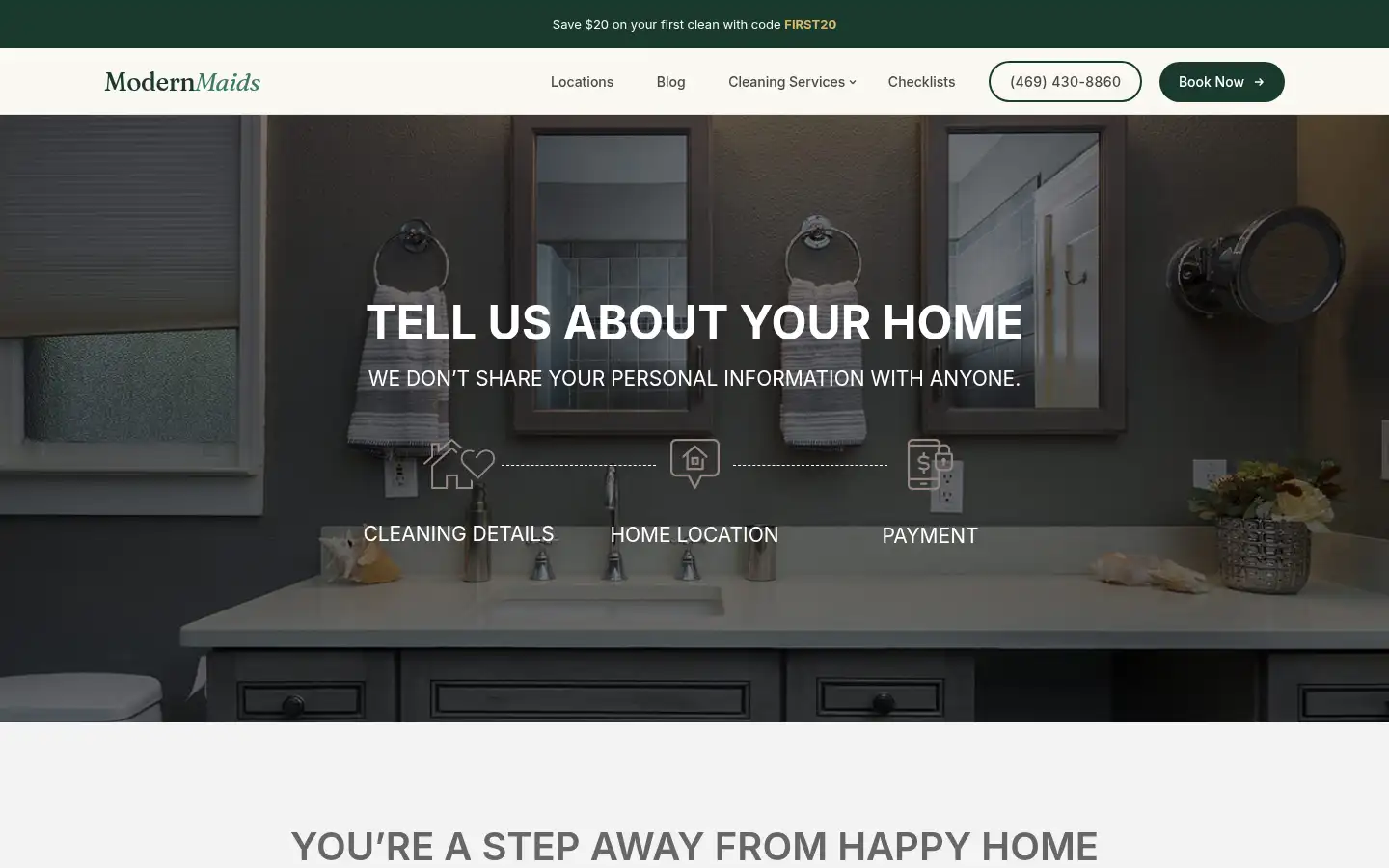 Screenshot of modern-maids.com
