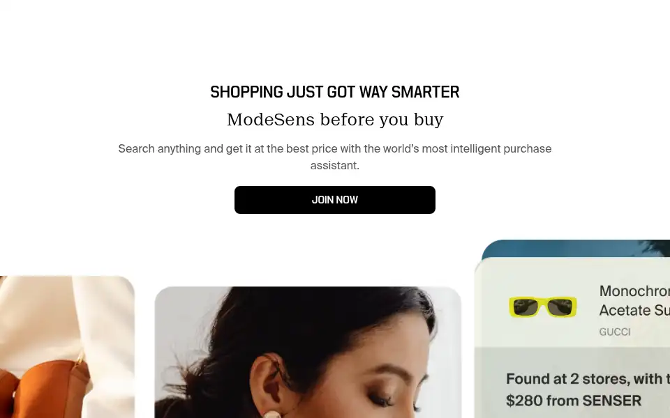 Screenshot of modesens.com