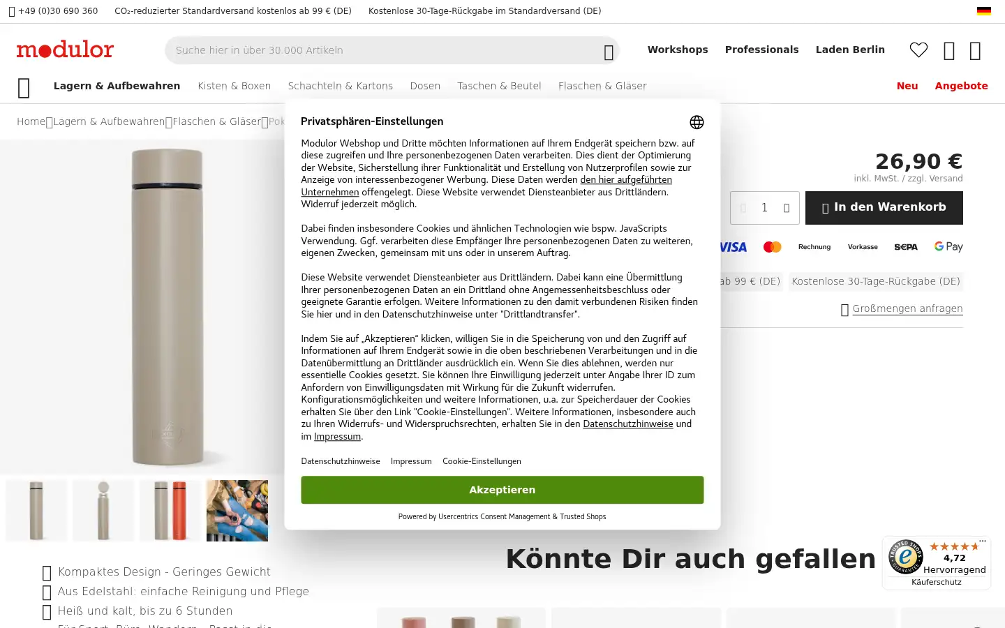 Screenshot of modulor.de