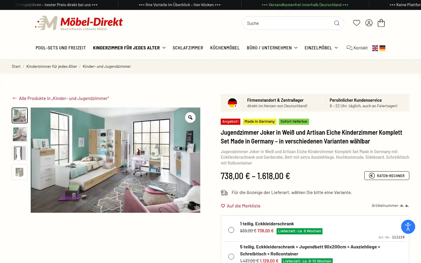 Screenshot of moebel-direkt.de