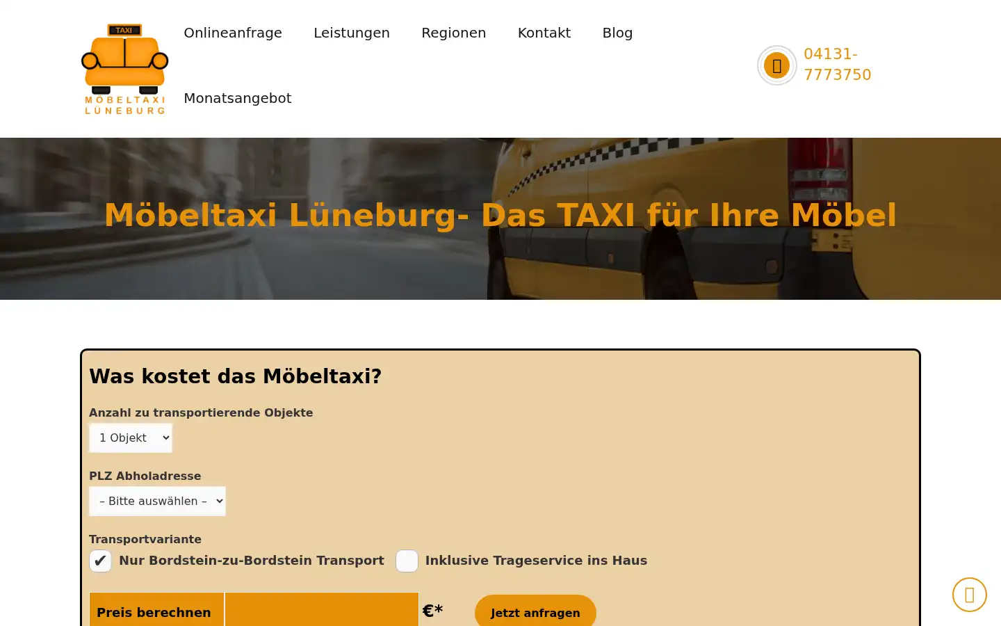 Screenshot of moebeltaxi-lueneburg.de