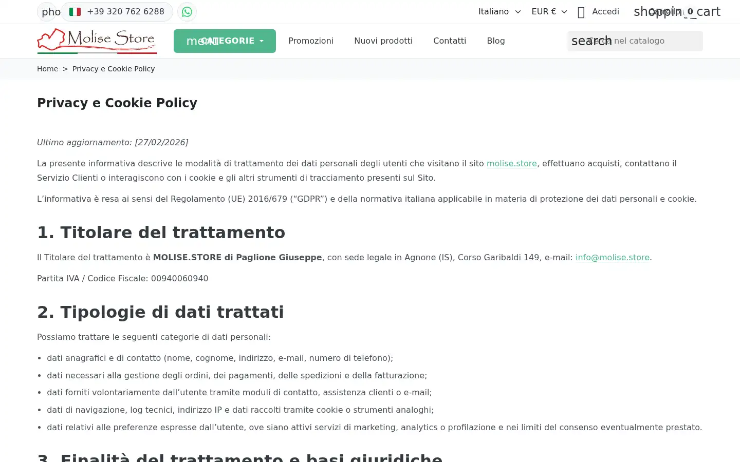 Screenshot of molise.store