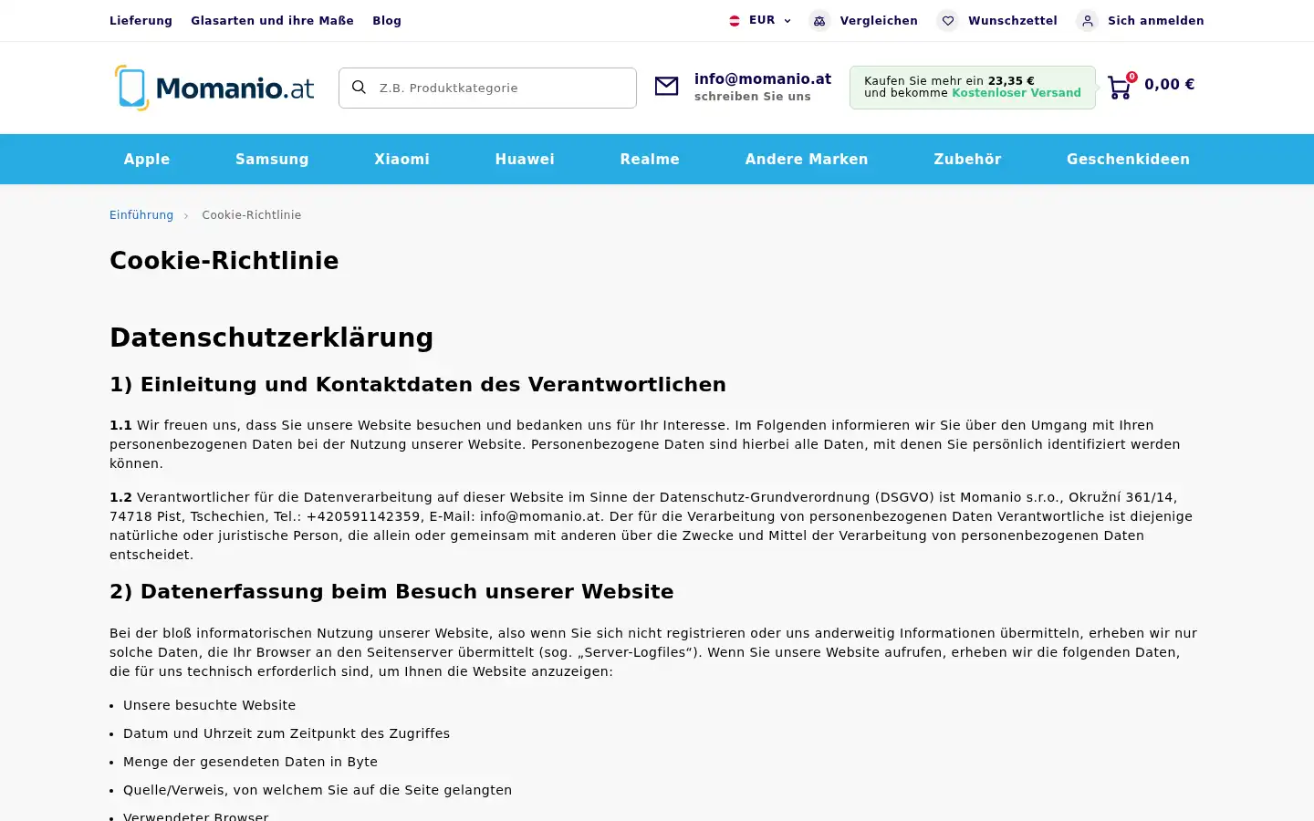 Screenshot of momanio.at