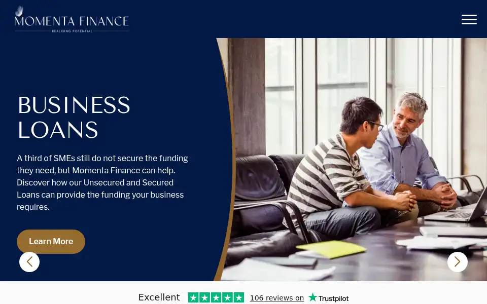 Screenshot of momentafinance.co.uk