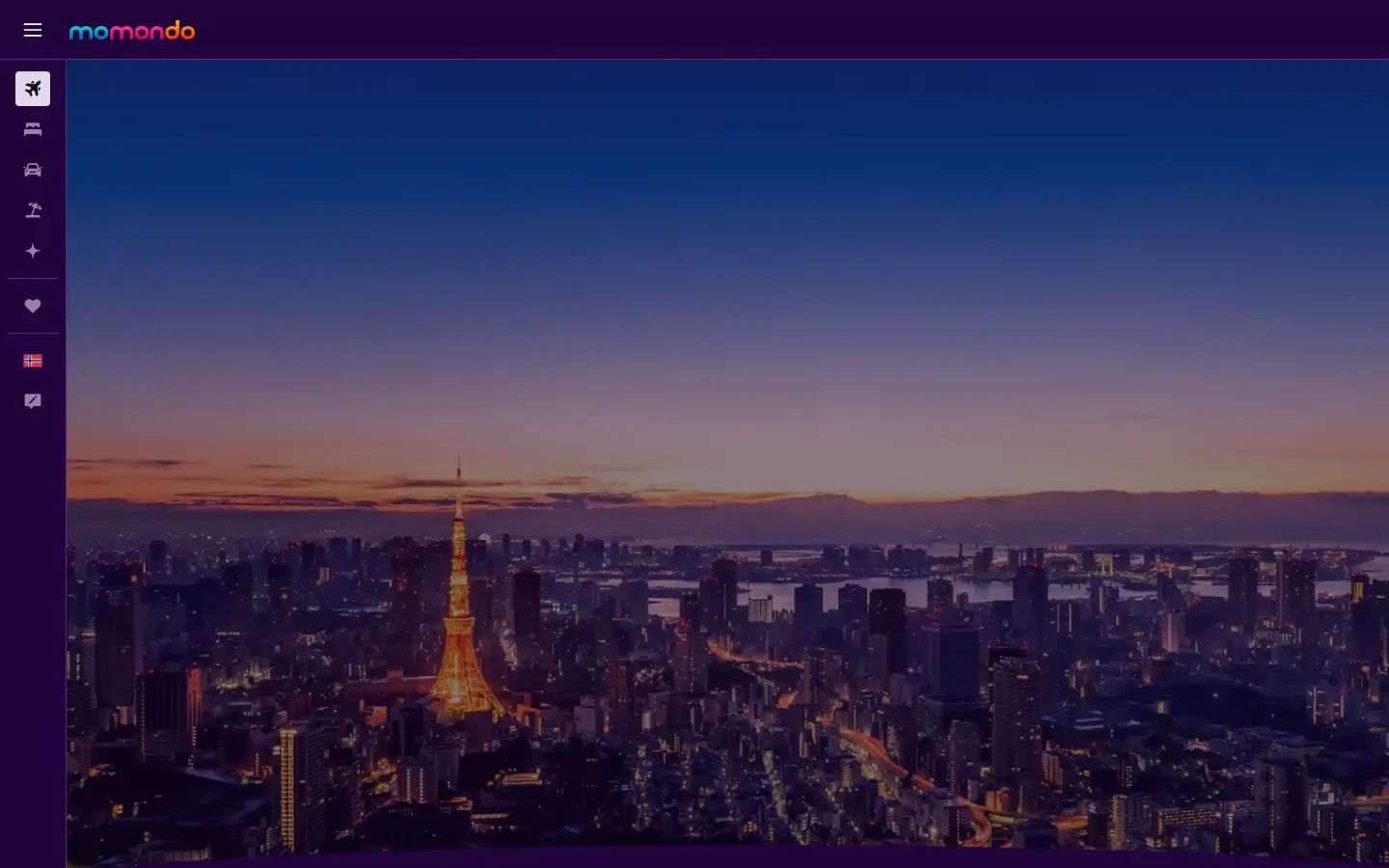 Screenshot of momondo.no