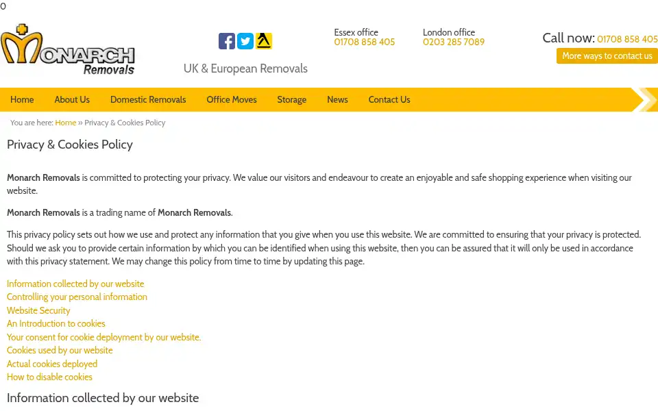 Screenshot of monarch-movers.com