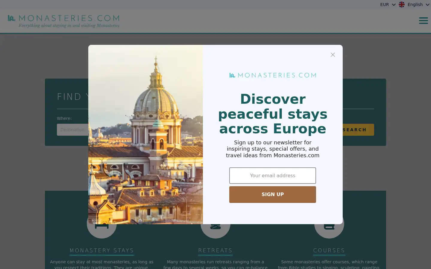 Screenshot of monasteries.com