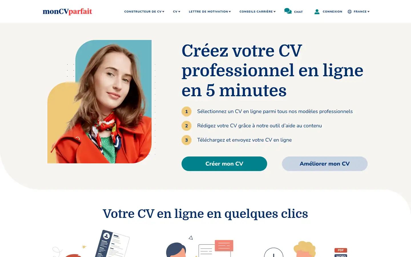 Screenshot of moncvparfait.fr