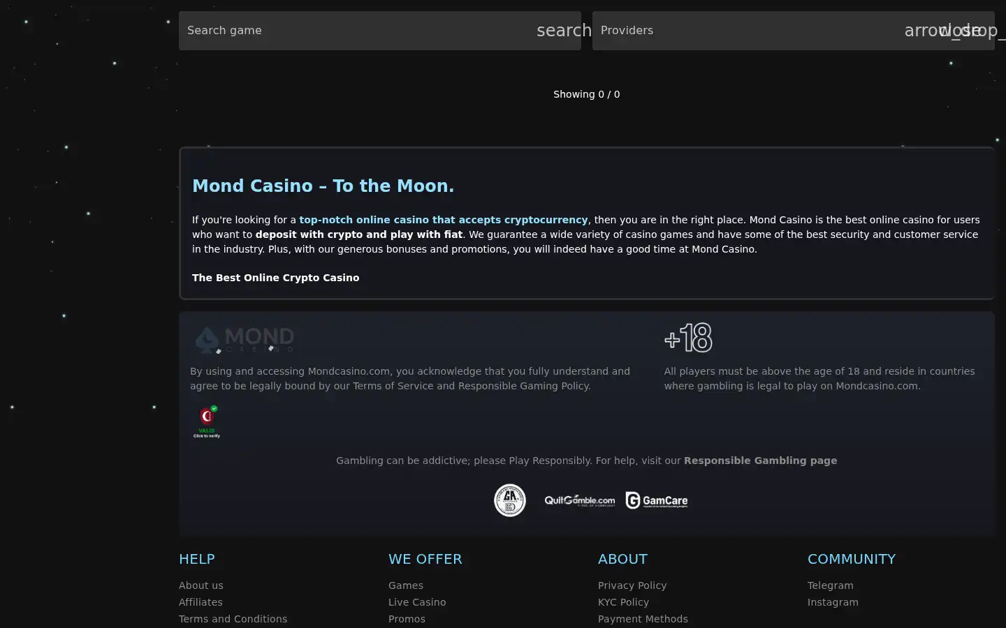 Screenshot of mondcasino.com