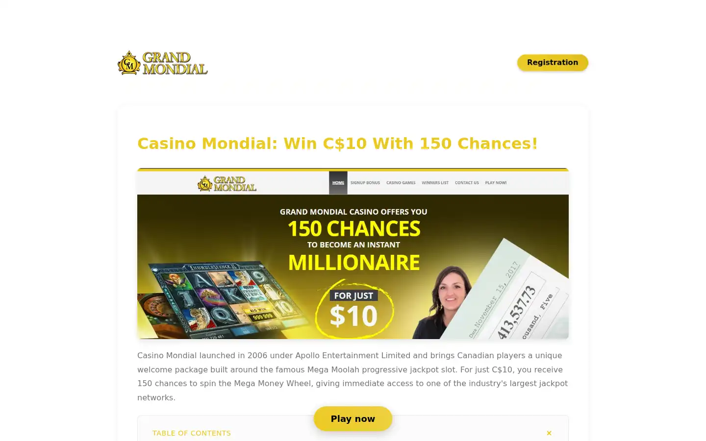 Screenshot of mondial-casino.ca