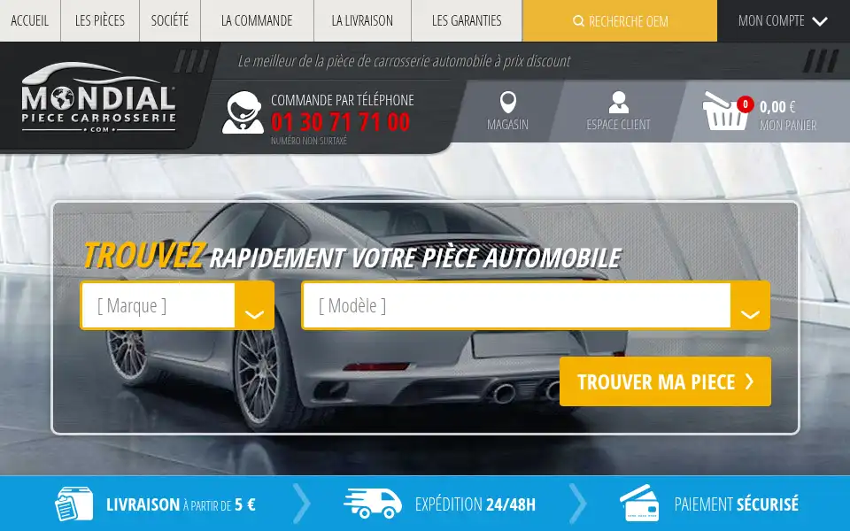Screenshot of mondial-piece-carrosserie.com
