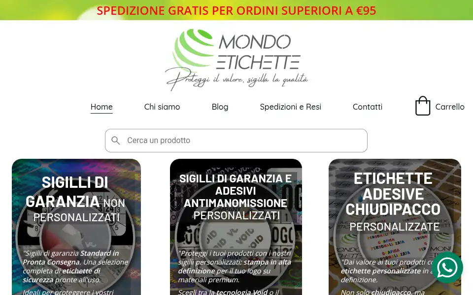 Screenshot of mondoetichette.it
