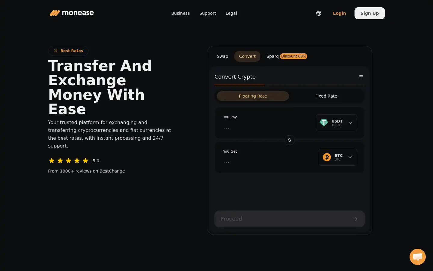 Screenshot of monease.io