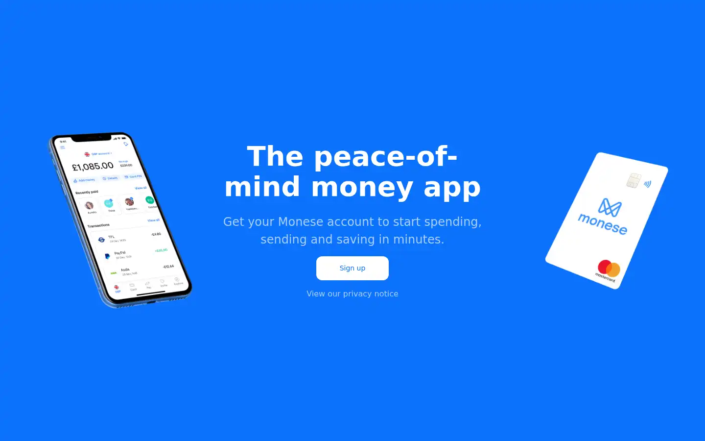 Screenshot of monese.com