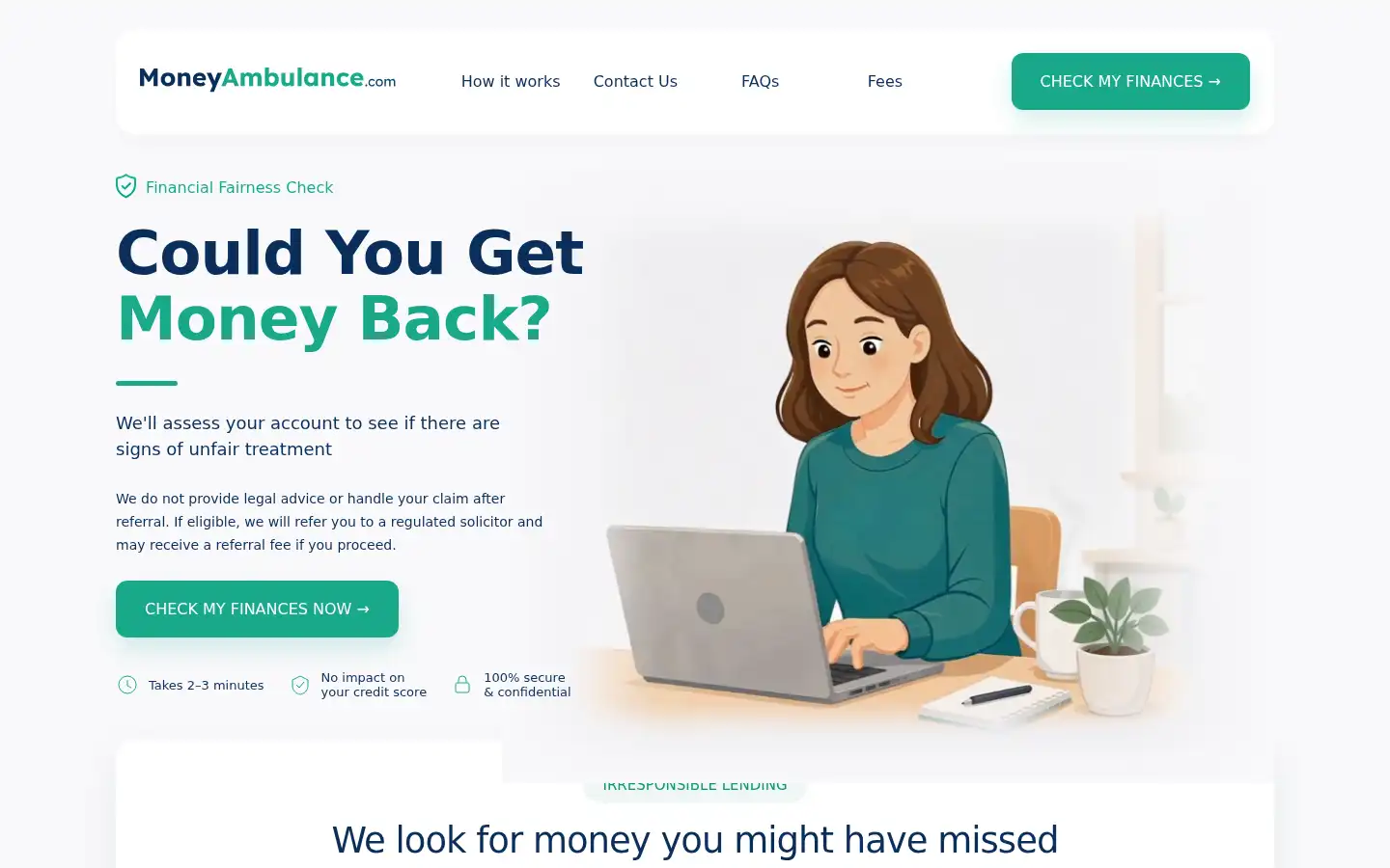 Screenshot of moneyambulance.com
