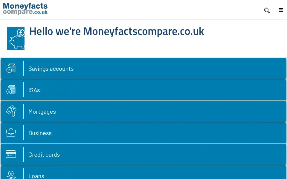 Screenshot of moneyfacts.co.uk