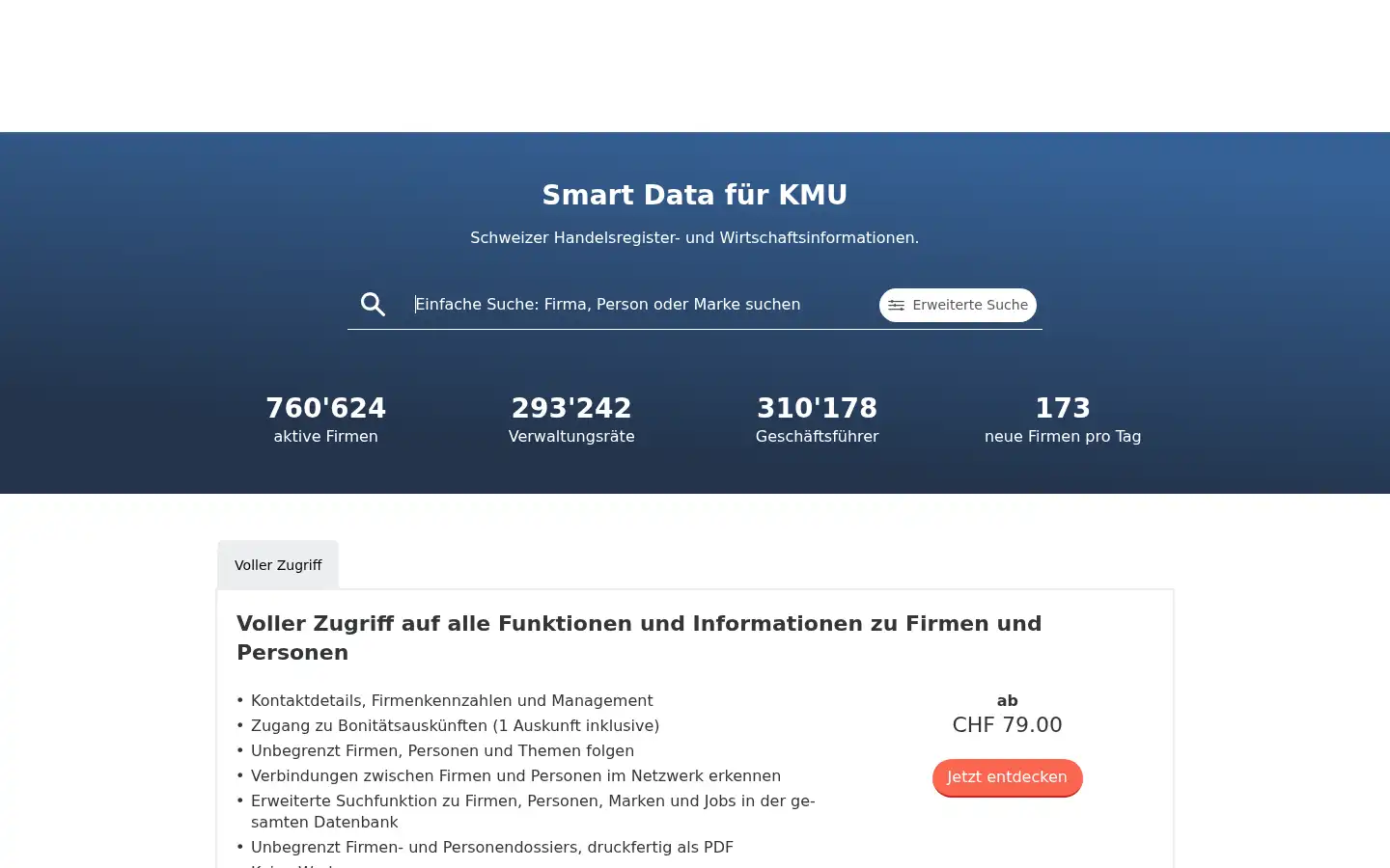 Screenshot of moneyhouse.ch