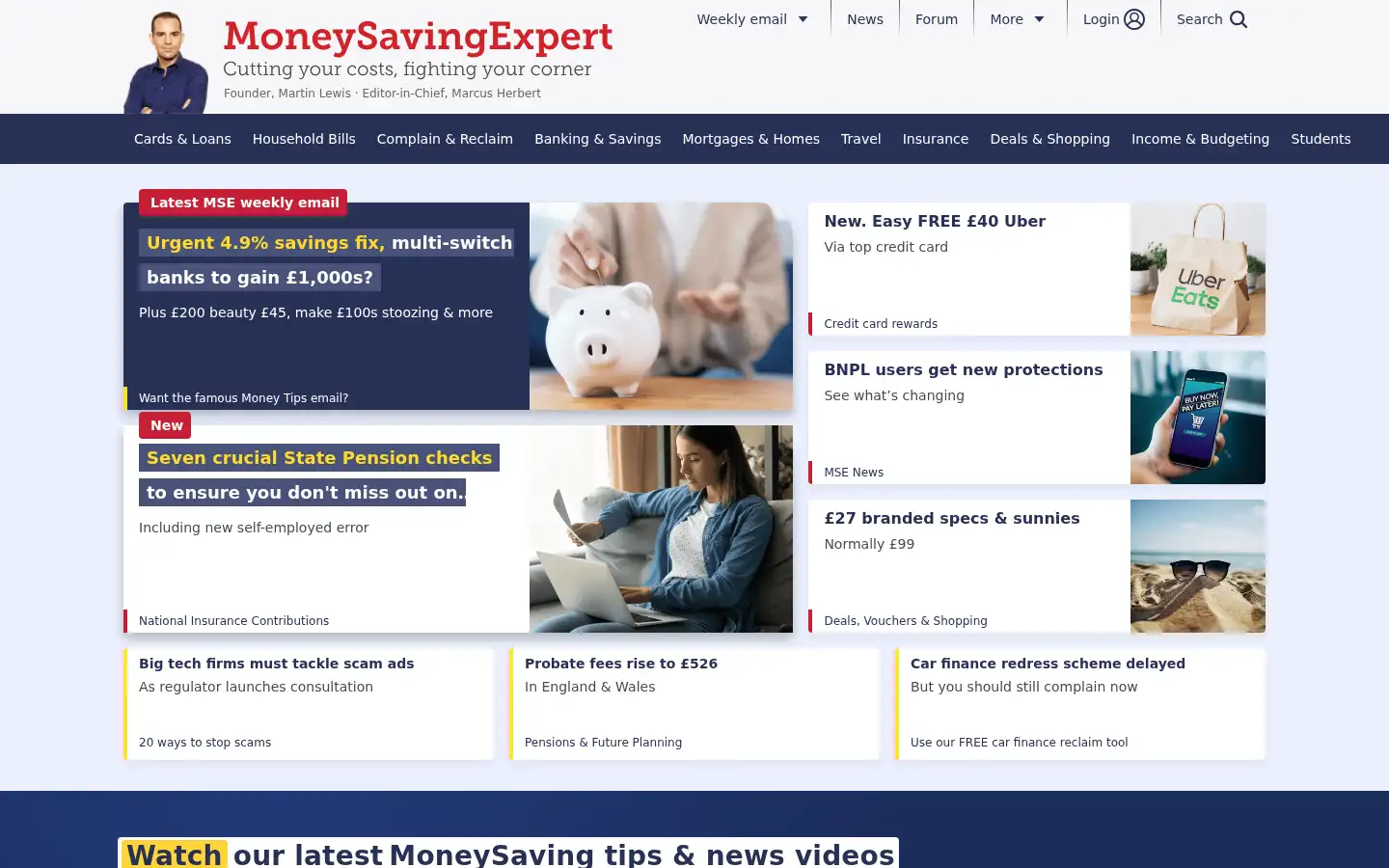 Screenshot of moneysavingexpert.com