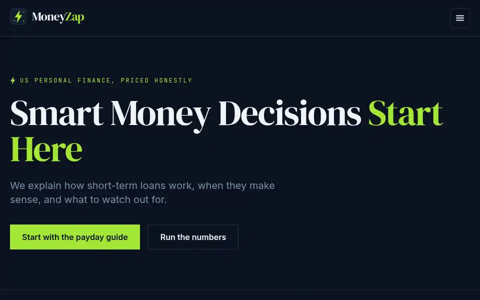 Screenshot of moneyzap.com