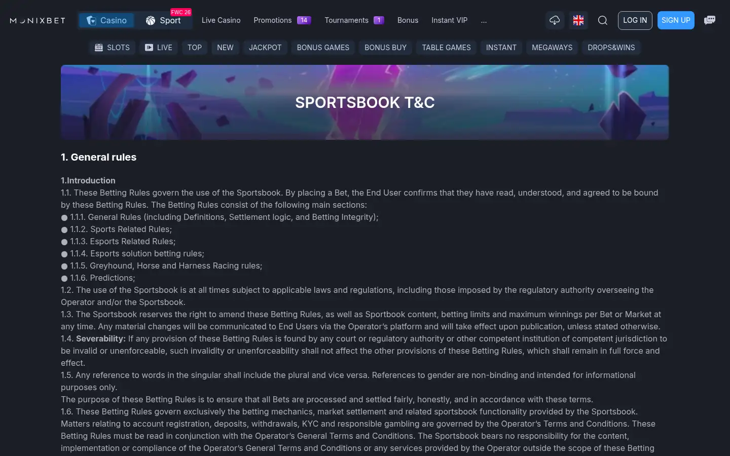 Screenshot of monixbet.com