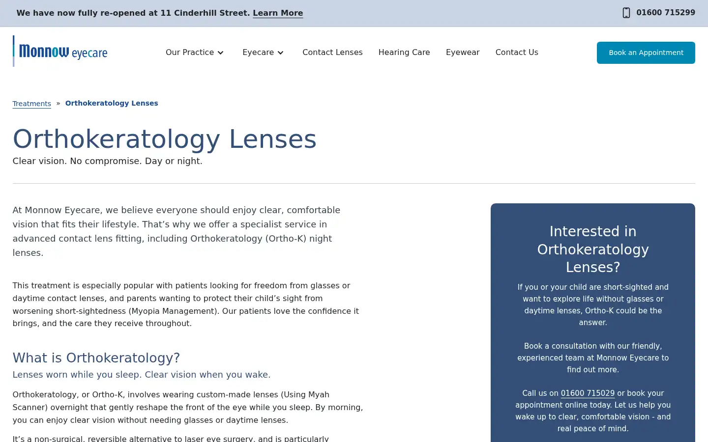 Screenshot of monnoweyecare.co.uk