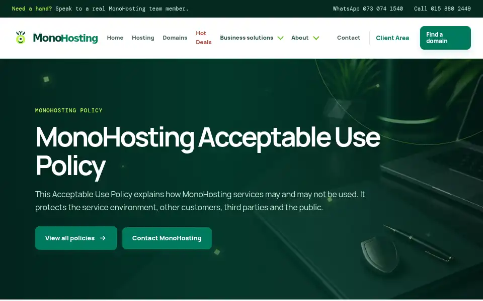 Screenshot of monohosting.com