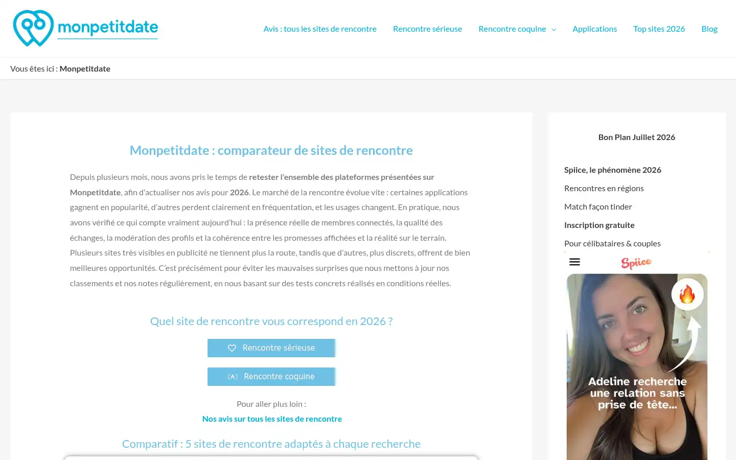 Screenshot of monpetitdate.fr
