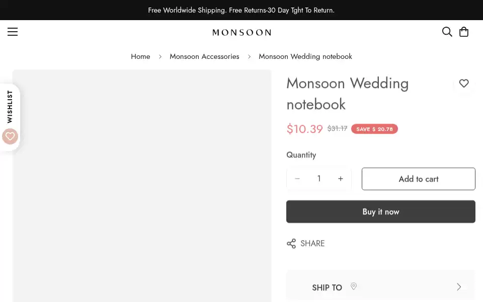 Screenshot of monsoonshop.com