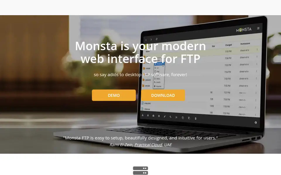 Screenshot of monstaftp.com