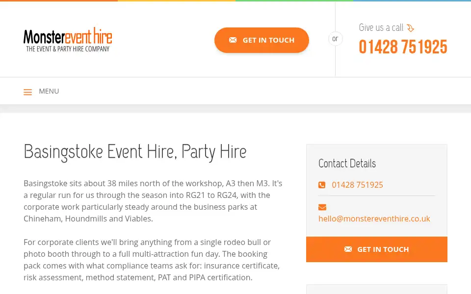 Screenshot of monstereventhire.co.uk