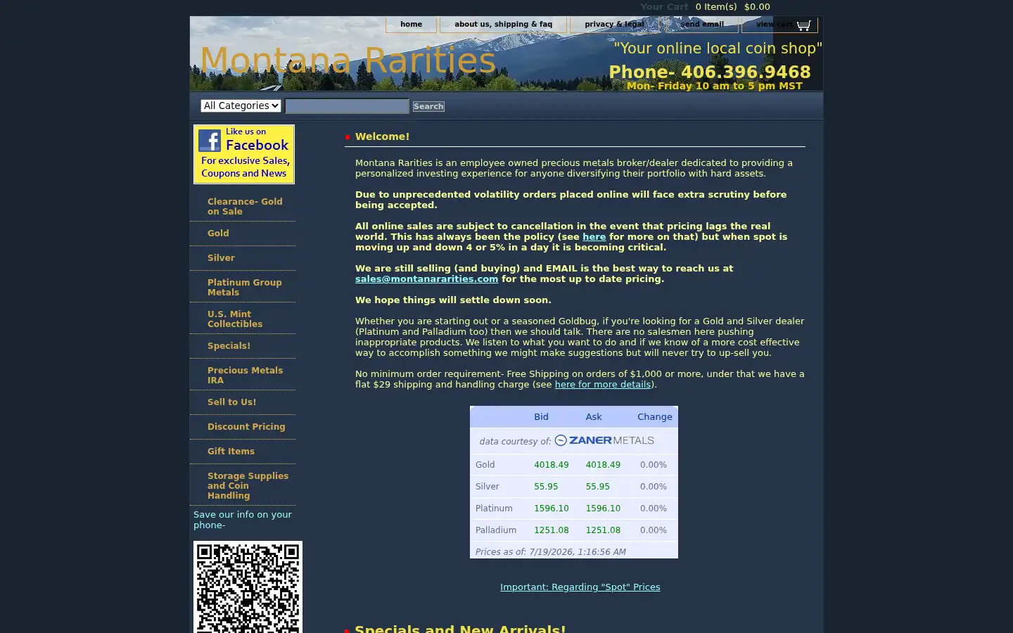 Screenshot of montanararities.com