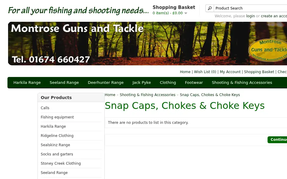 Screenshot of montrosegunsandtackle.co.uk